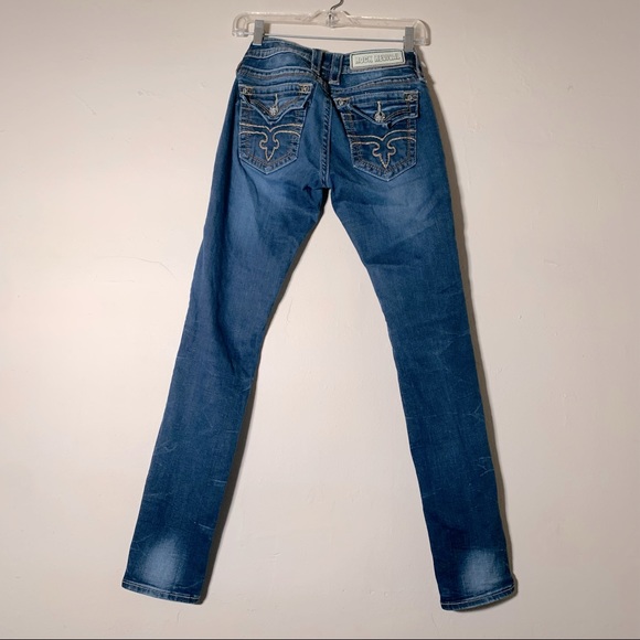 Rock revival Jessica low rise skinny jean sz 26 Embroidered back flap pockets - Picture 4 of 16